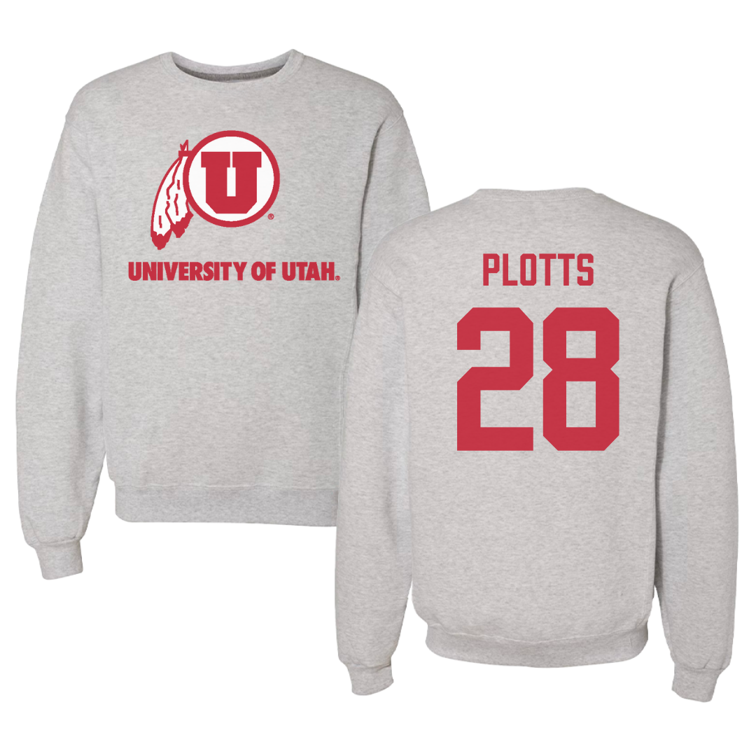 University of Utah Lacrosse Gray Crewneck - #28 Colby Plotts