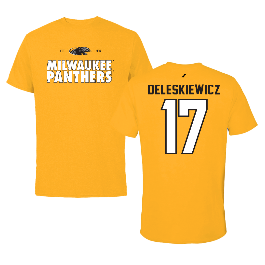 University of Wisconsin-Milwaukee Baseball Gold General Performance Tee - #17 Tyler Deleskiewicz