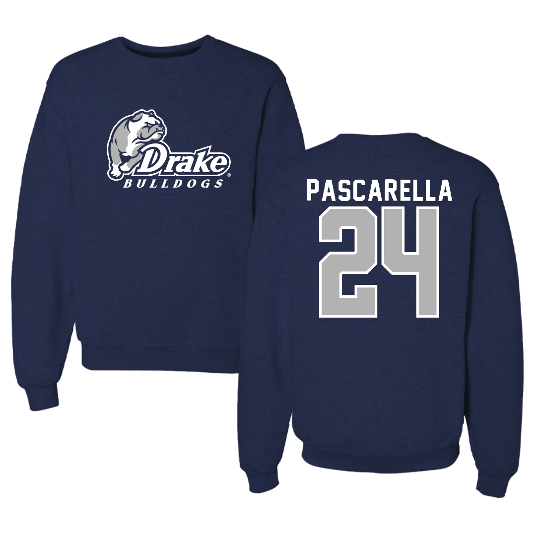 Drake University Soccer Navy Bulldogs Crewneck - #24 Jordan Pascarella