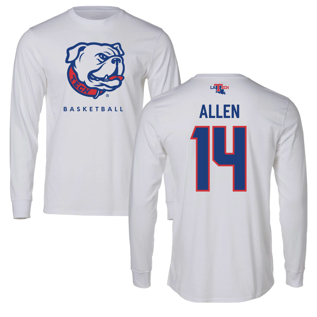 Louisiana Tech University Basketball White Performance Long Sleeve - #14 Will Allen