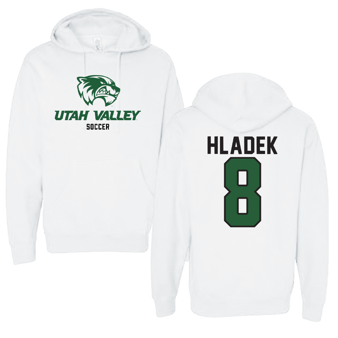 Utah Valley University Soccer White Classic Hoodie - #8 Ruby Hladek