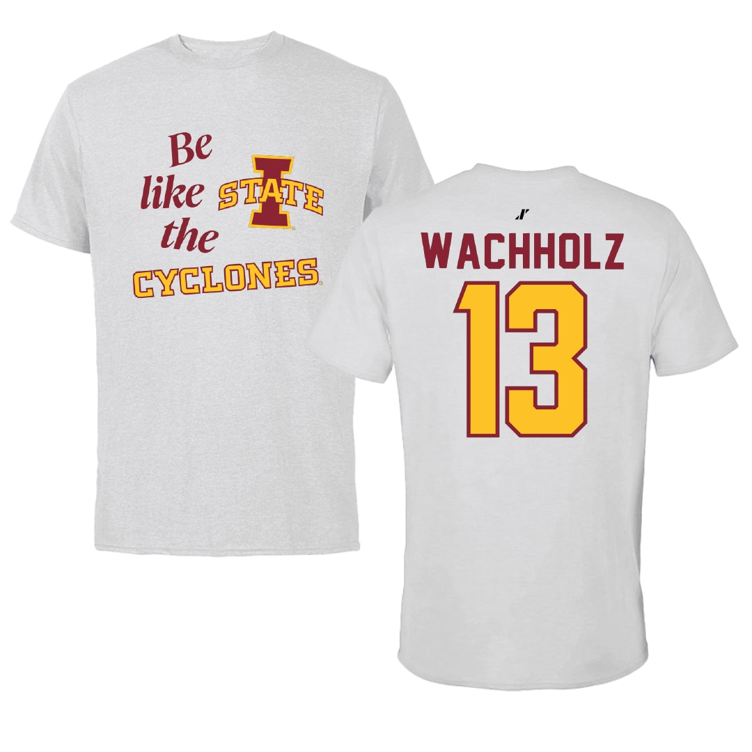 Iowa State University Volleyball Light Gray Be Like Us Performance Tee - #13 Lilly Wachholz