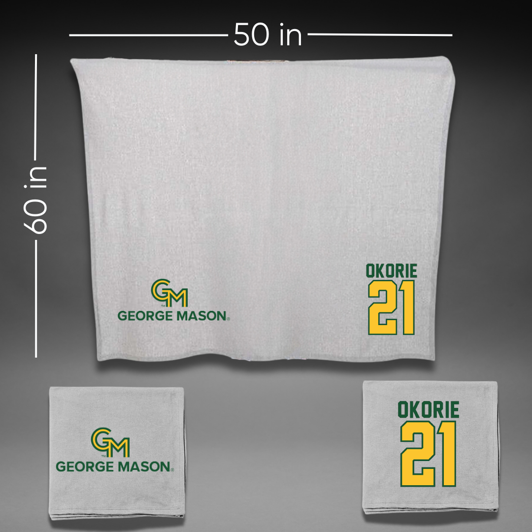 George Mason University Basketball Gray Blanket - #21 Faith Okorie