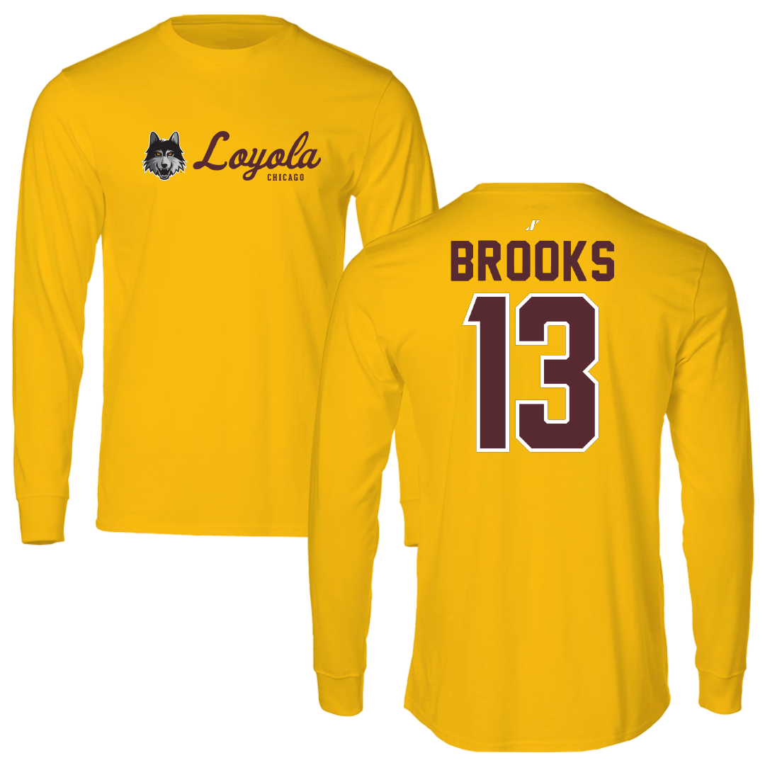 Loyola University-Chicago Volleyball Gold General Performance Long Sleeve - #13 Colton Brooks