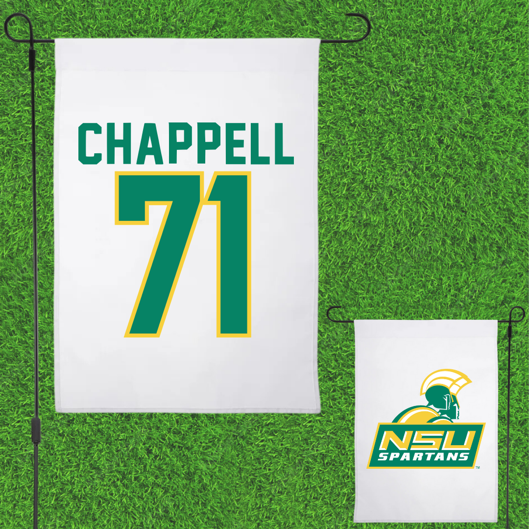 Norfolk State University Football White Garden Flag - #71 Jayden Chappell