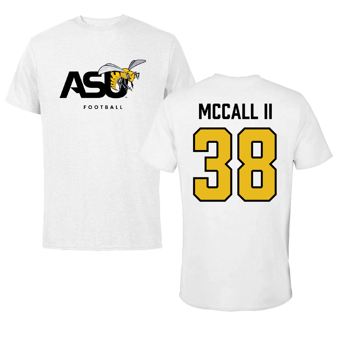 Alabama State University Football White ASU Performance Tee - #38 Stewart McCall II
