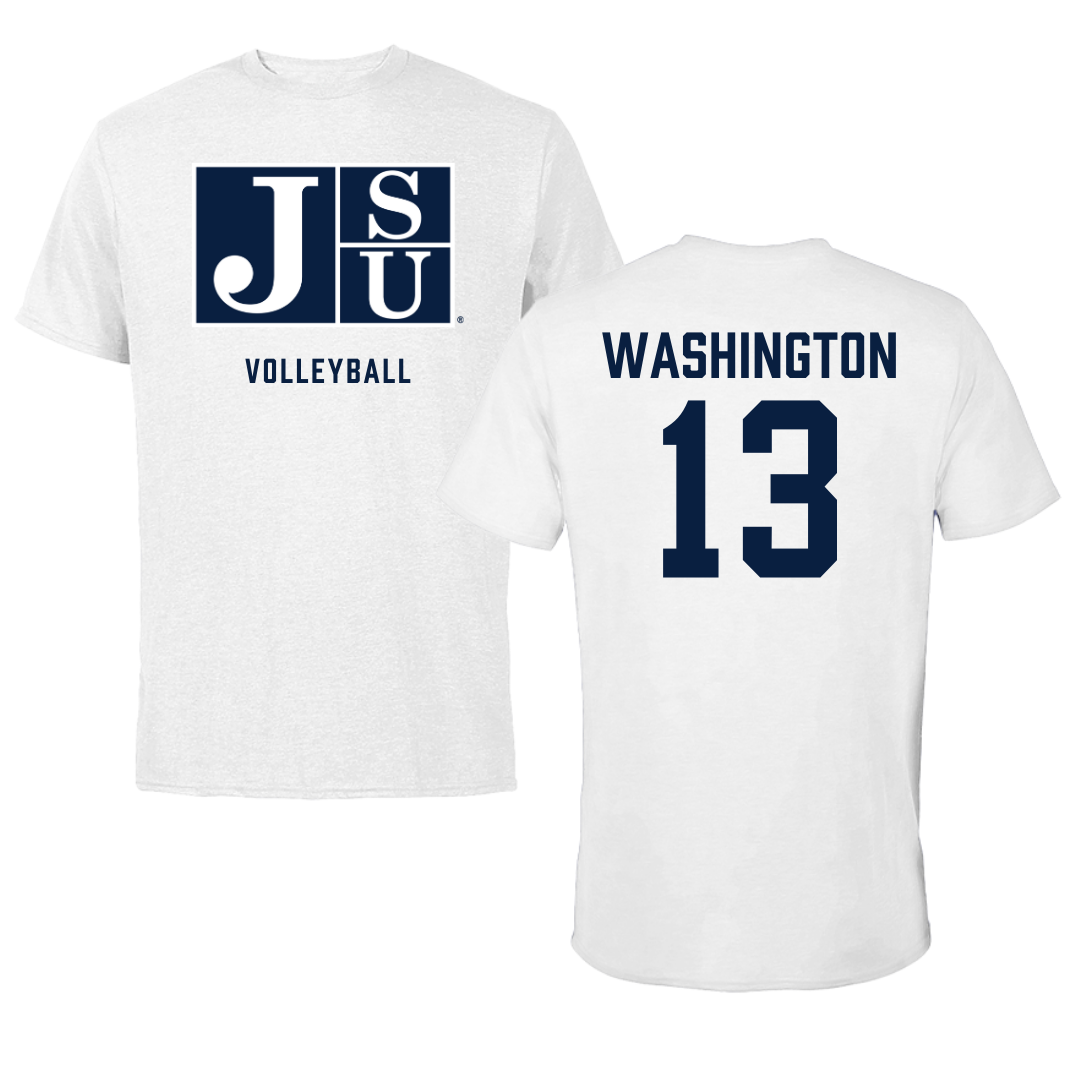 Jackson State University Volleyball White Tee - #13 Makenzie Washington
