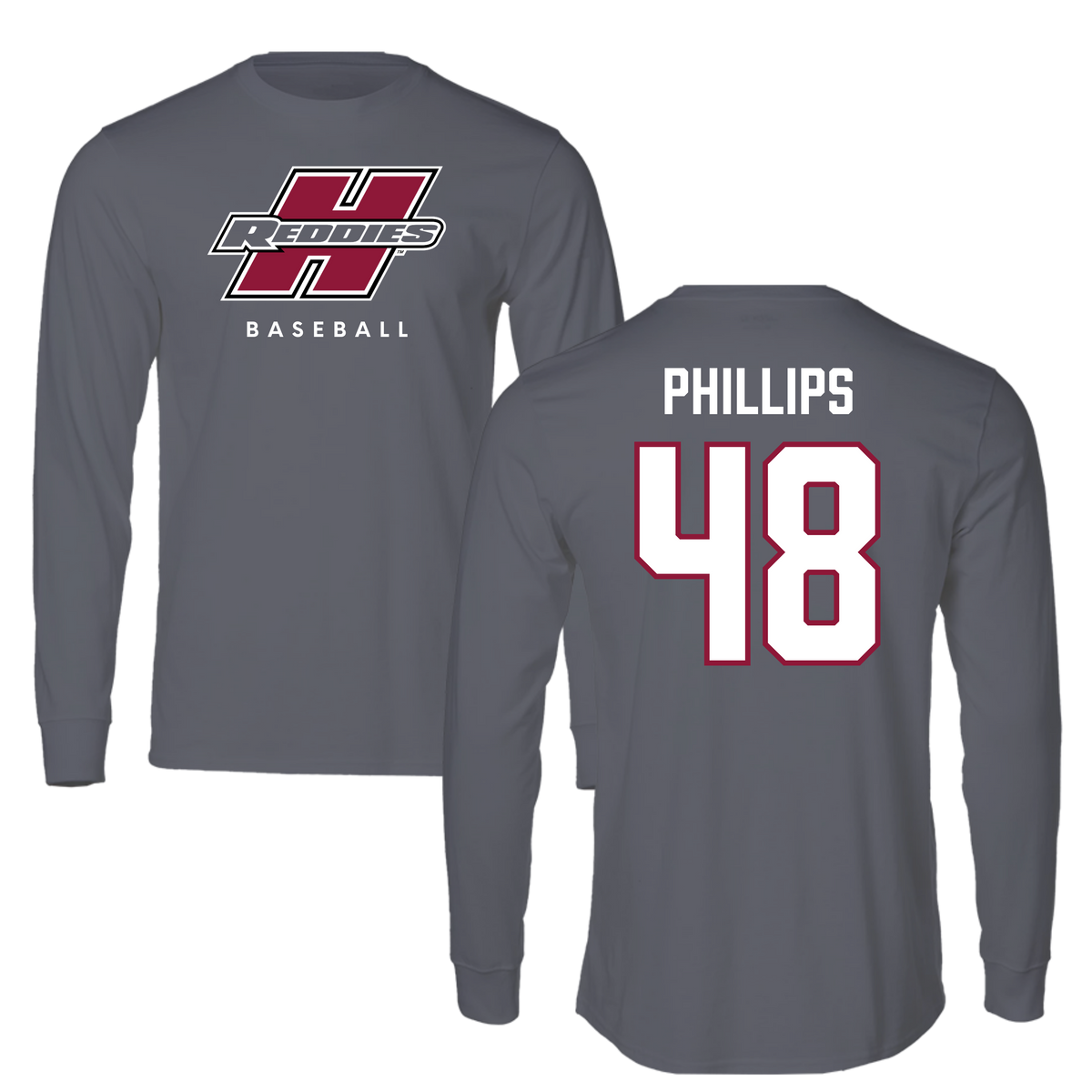 Henderson State University Baseball Gray Performance Long Sleeve - #48 Austin Phillips