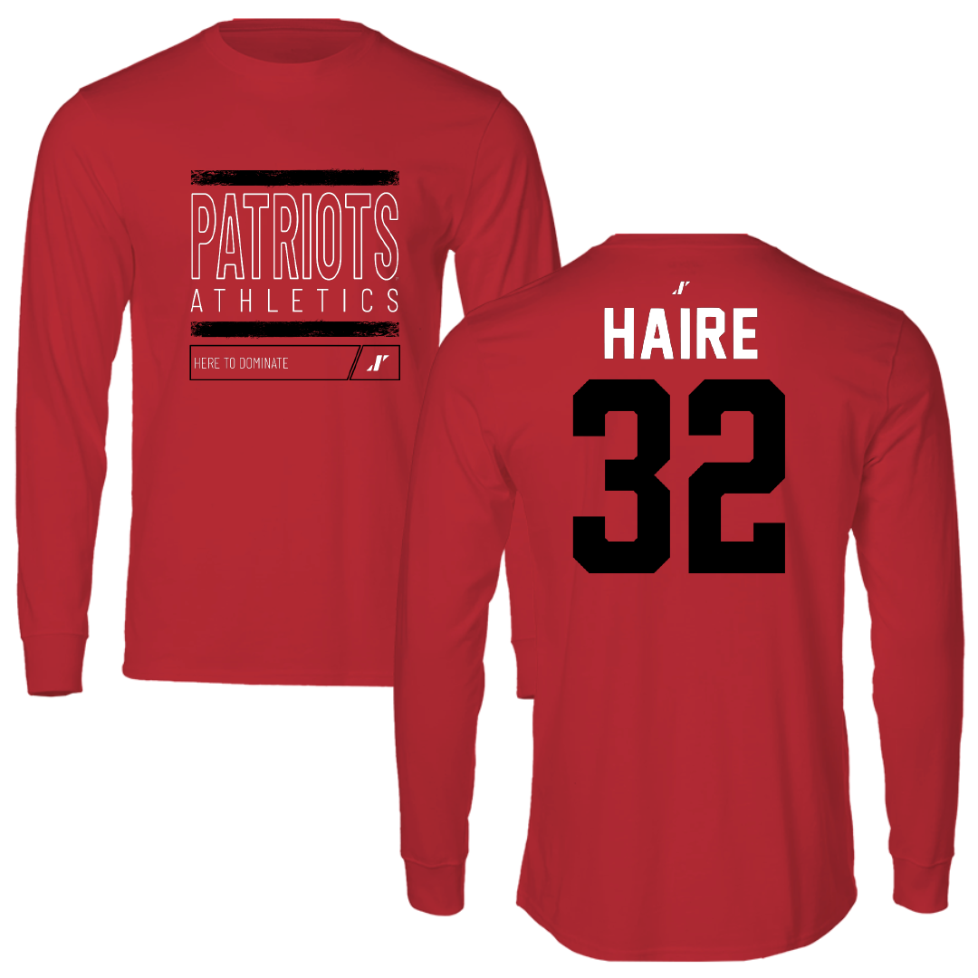 Dallas Baptist University Basketball Red Dominate Long Sleeve - #32 Justin Haire