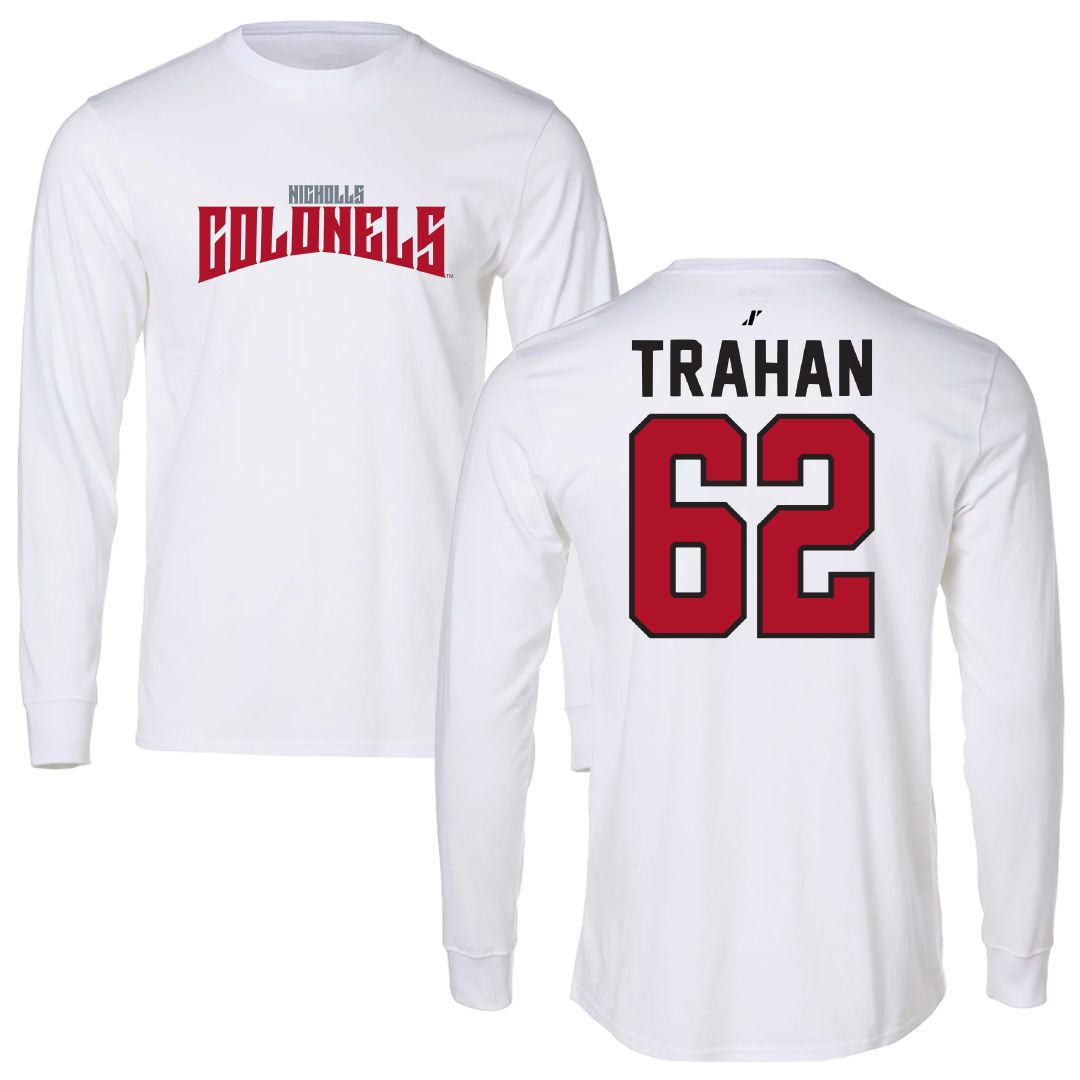 Nicholls State University Football White Classic Performance Long Sleeve - #62 Seth Trahan