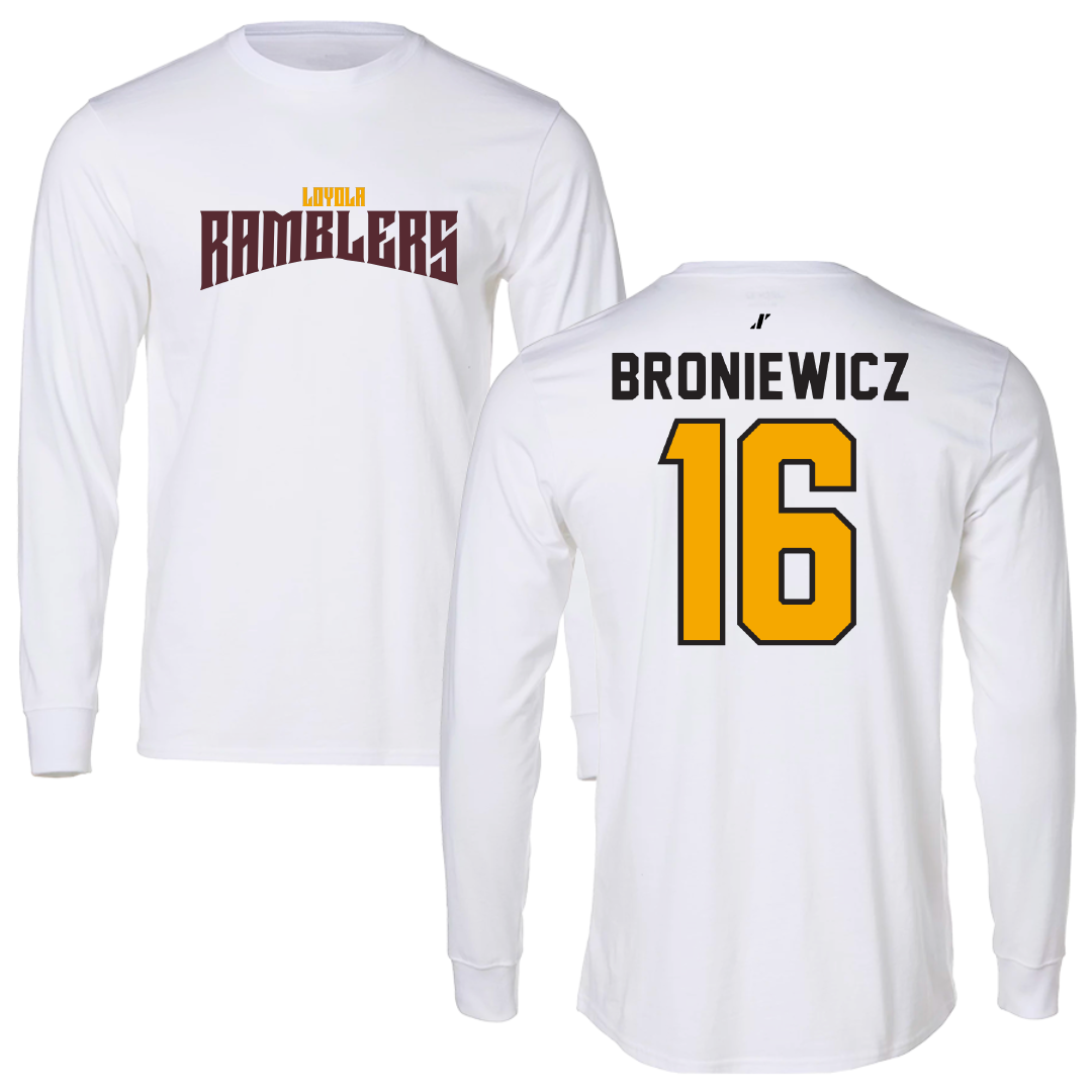 Loyola University-Chicago Softball White Classic Long Sleeve - #16 Andie Broniewicz