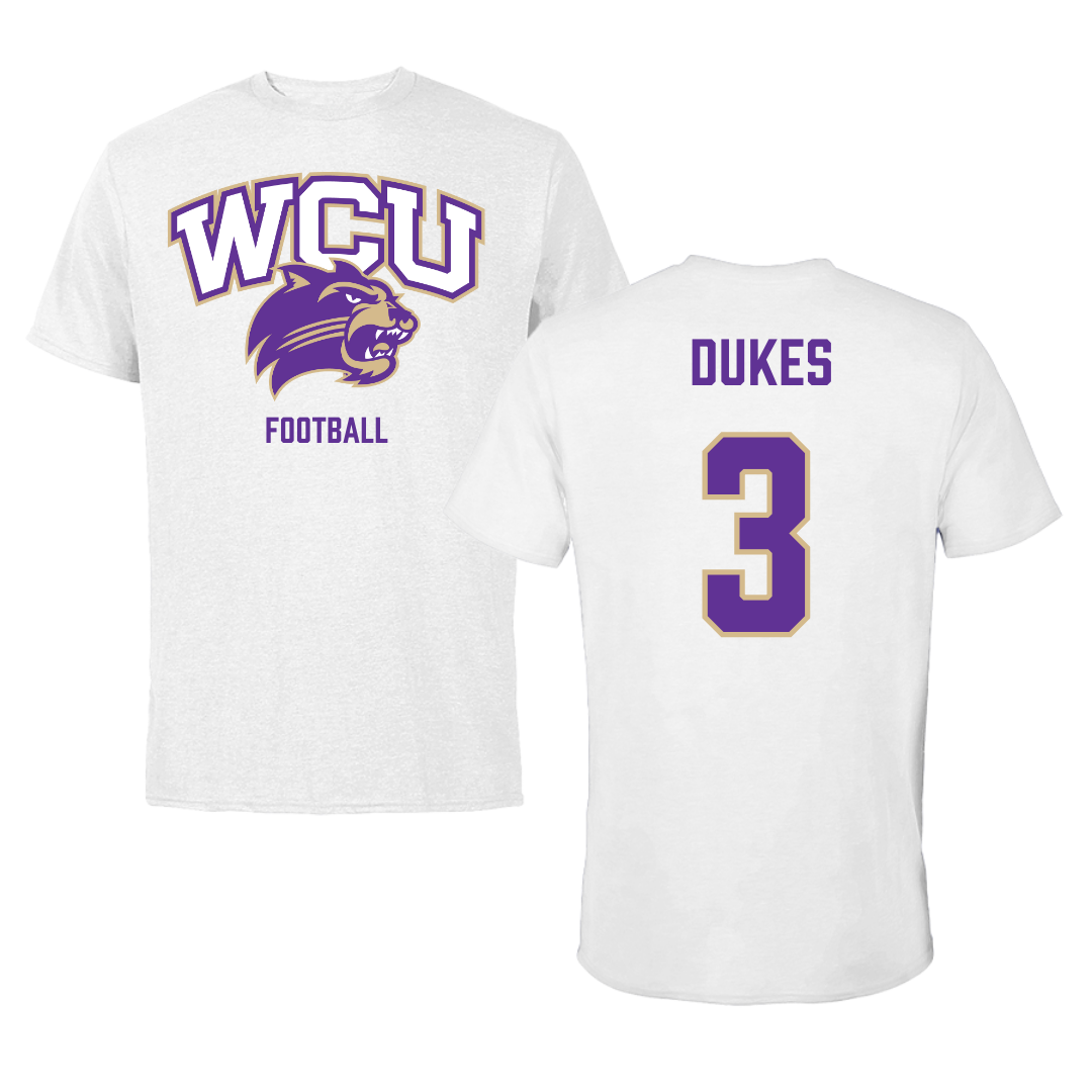 Western Carolina University Football White Tee - #3 Samaurie Dukes