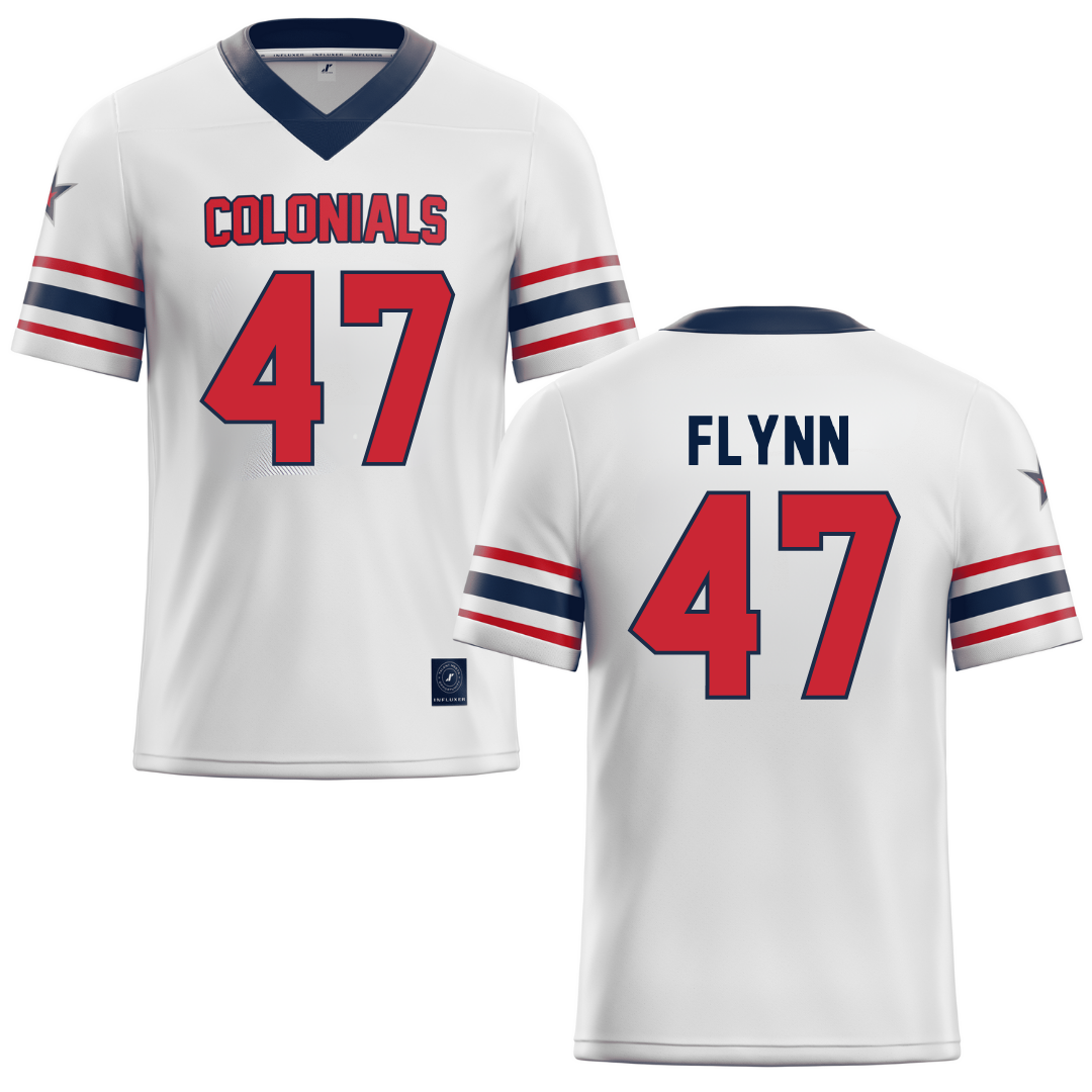 Robert Morris University White Football Jersey - #47 Mack Flynn