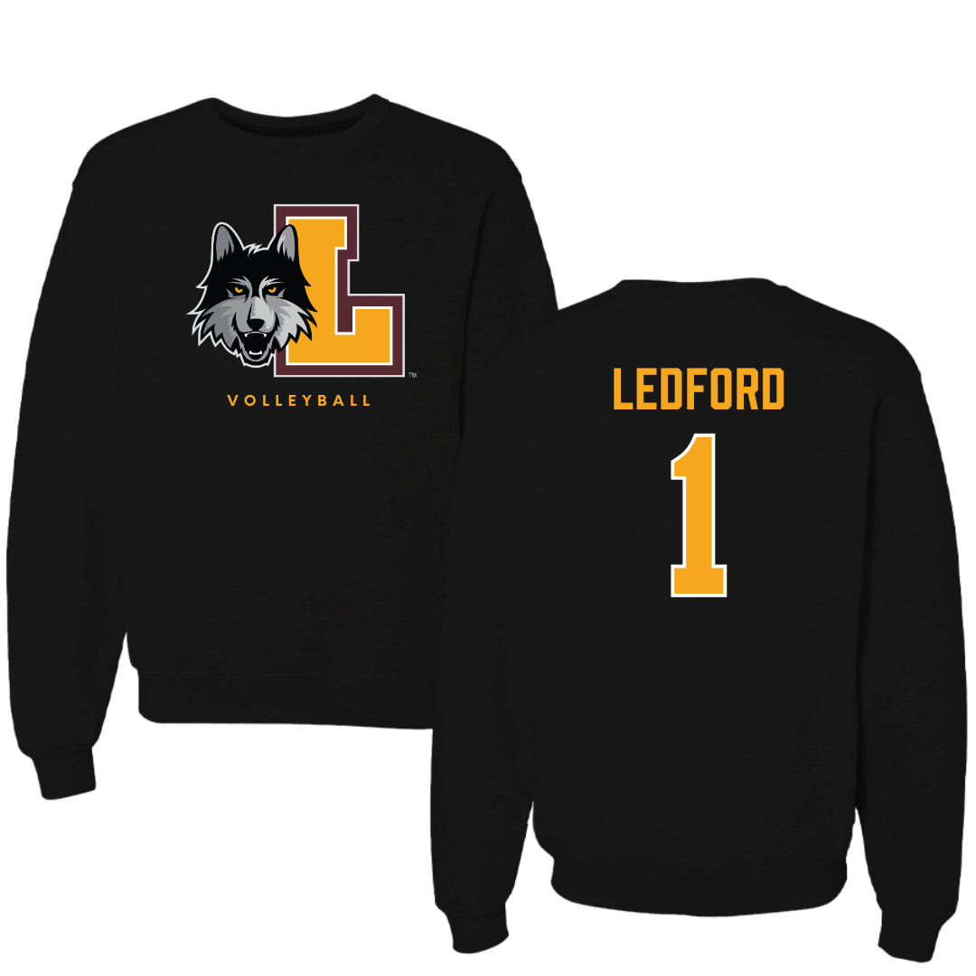 Loyola University-Chicago Volleyball Black Mascot Crewneck - #1 Charlie Ledford