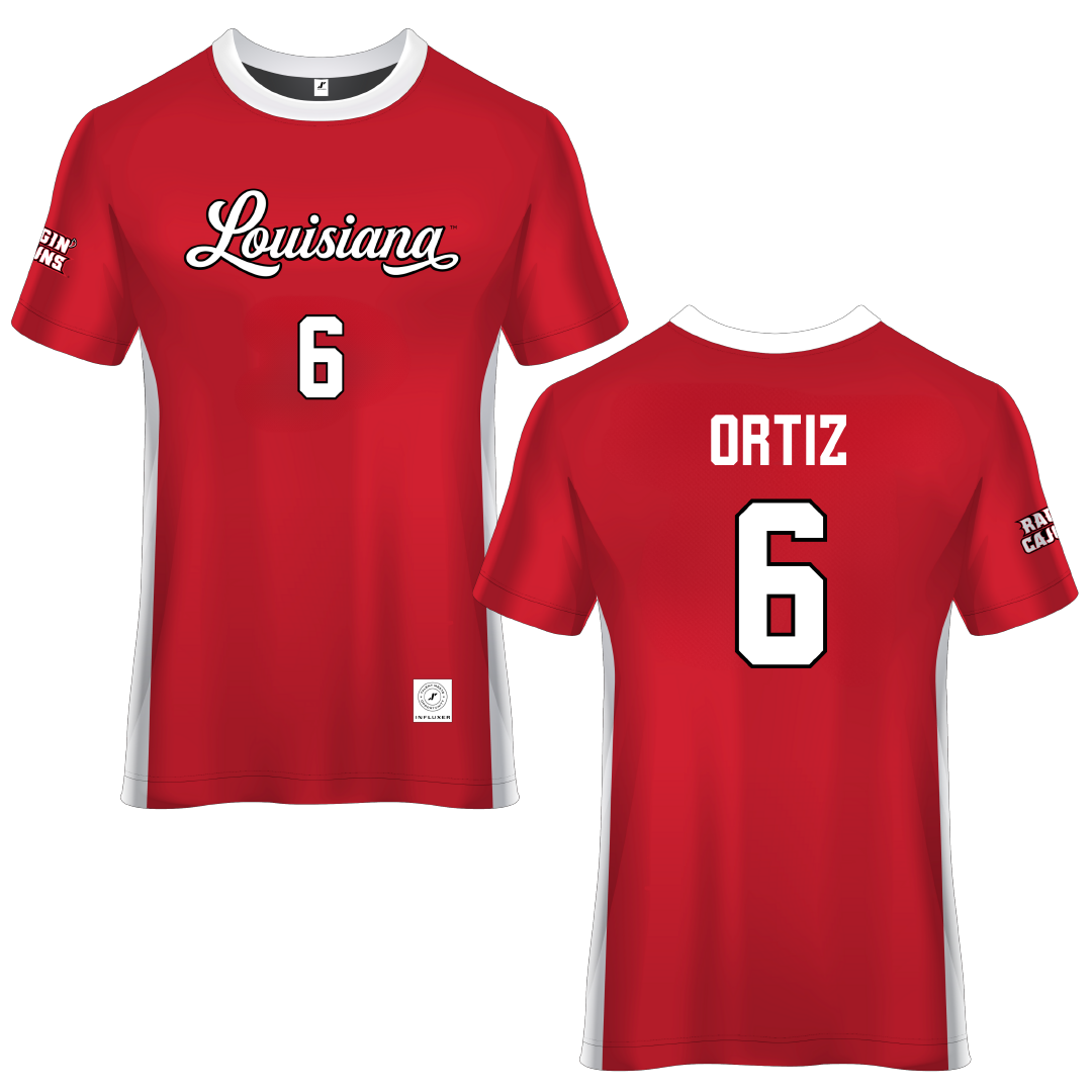 University of Louisiana at Lafayette Red Soccer Jersey - #6 Lucy Ortiz