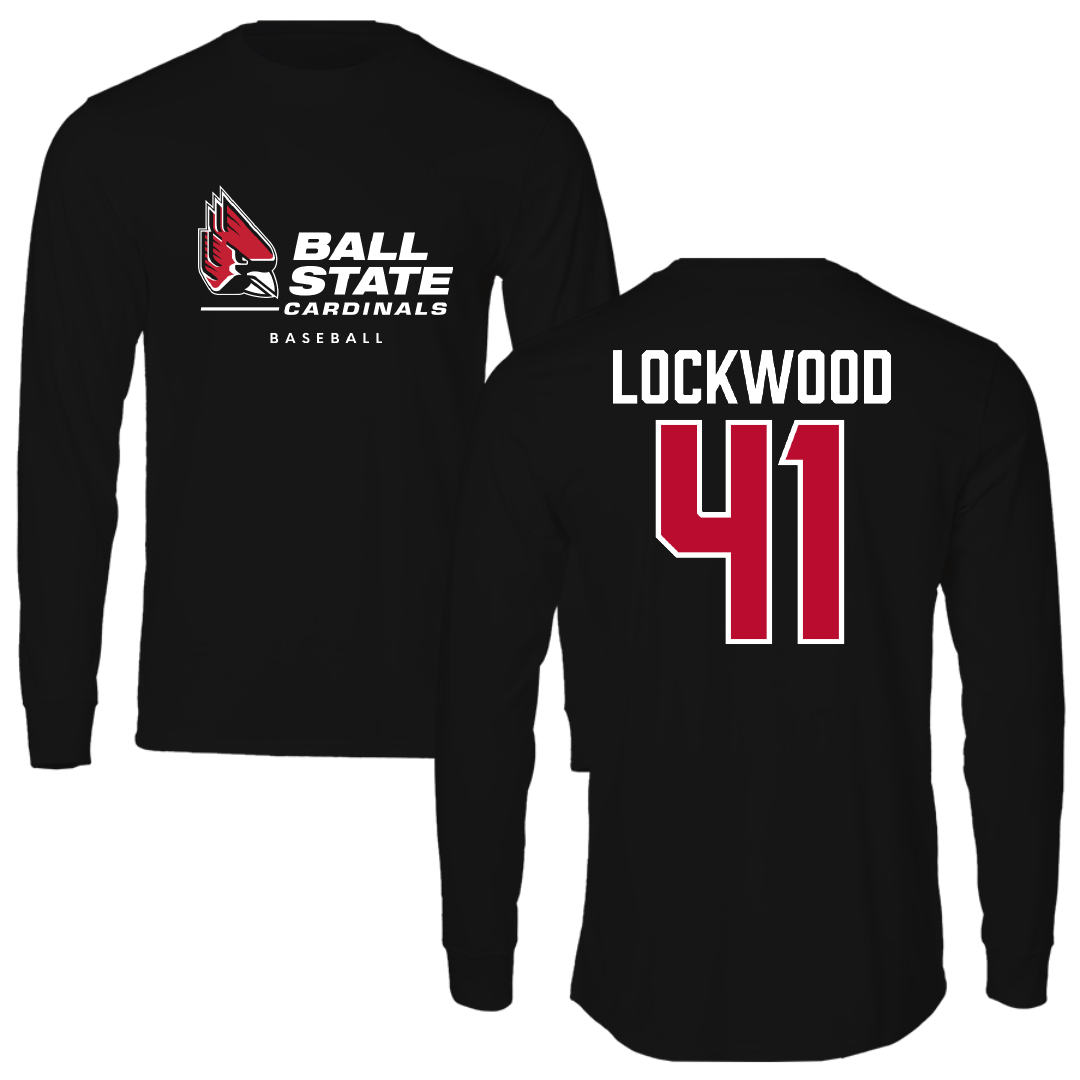 Ball State University Baseball Black Performance Long Sleeve - #41 Caden Lockwood