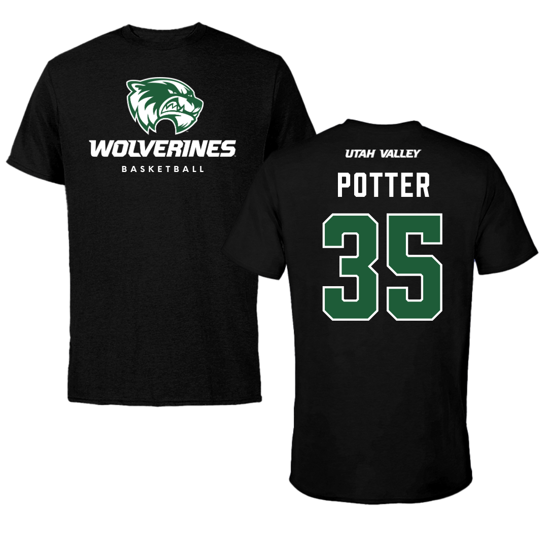 Utah Valley University Basketball Black Mascot Performance Tee - #35 Ethan Potter