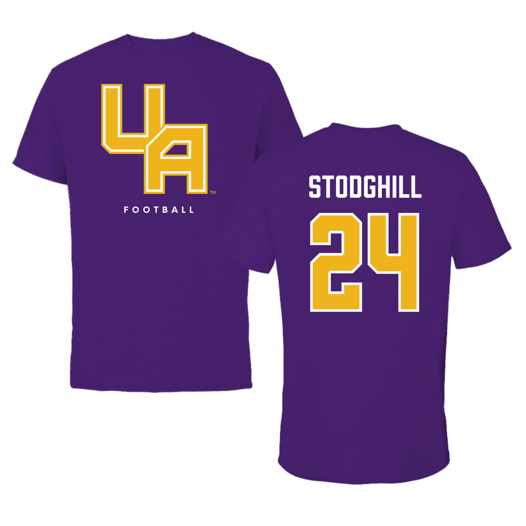 University at Albany Football Purple Block Tee - #24 Cam Stodghill
