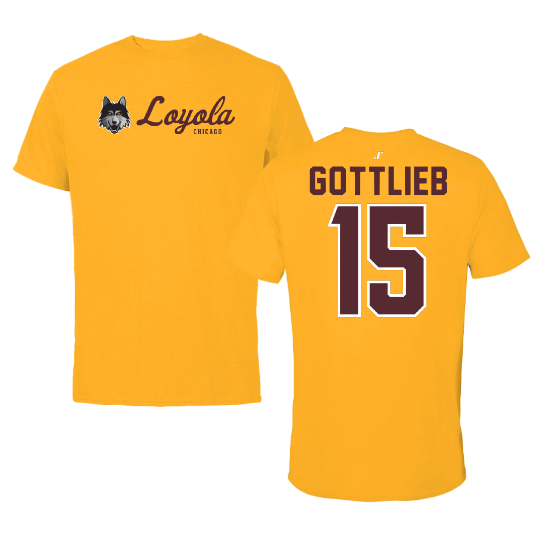 Loyola University-Chicago Volleyball Gold General Performance Tee - #15 Josh Gottlieb