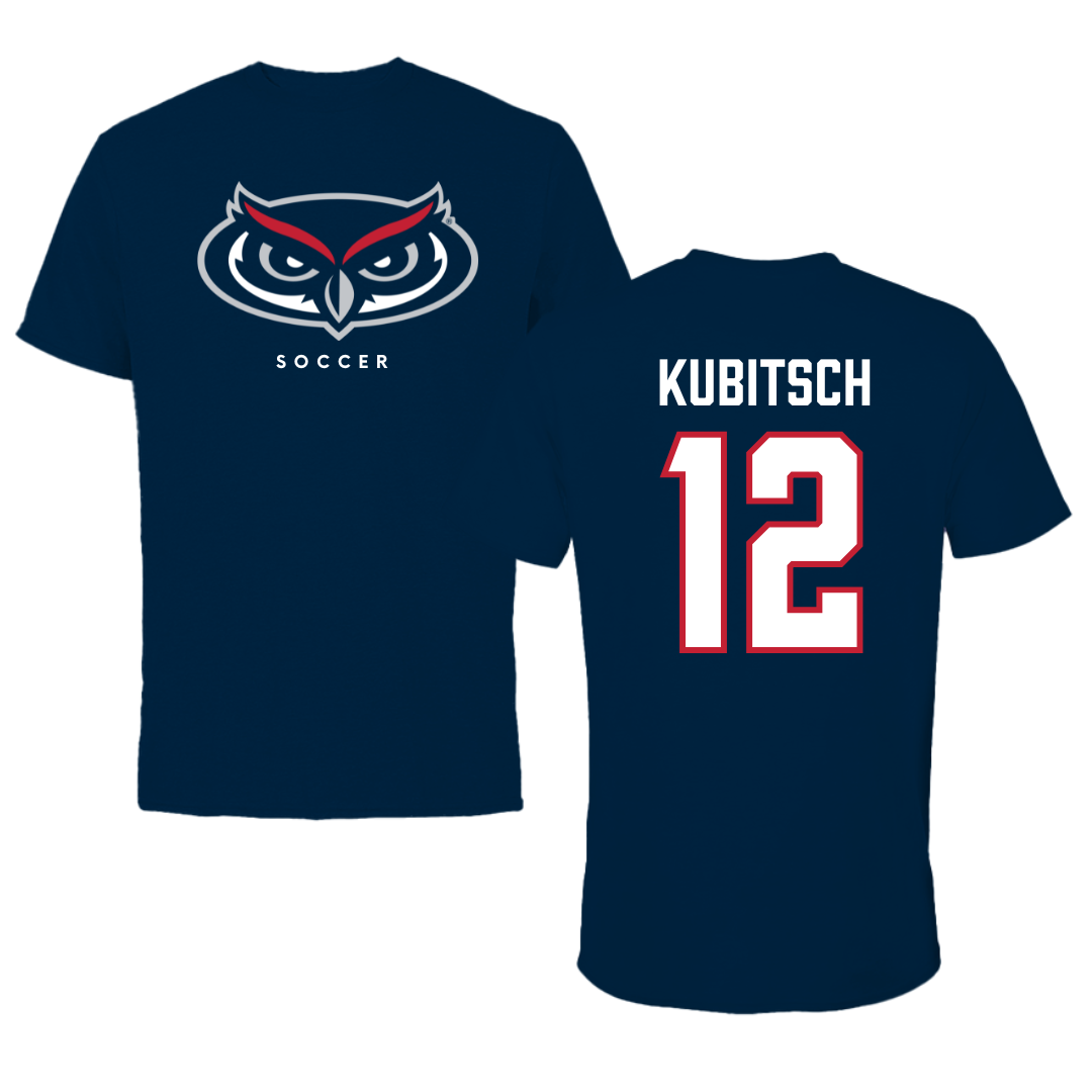 Florida Atlantic University Soccer Navy Mascot Tee - #12 Kevin Kubitsch