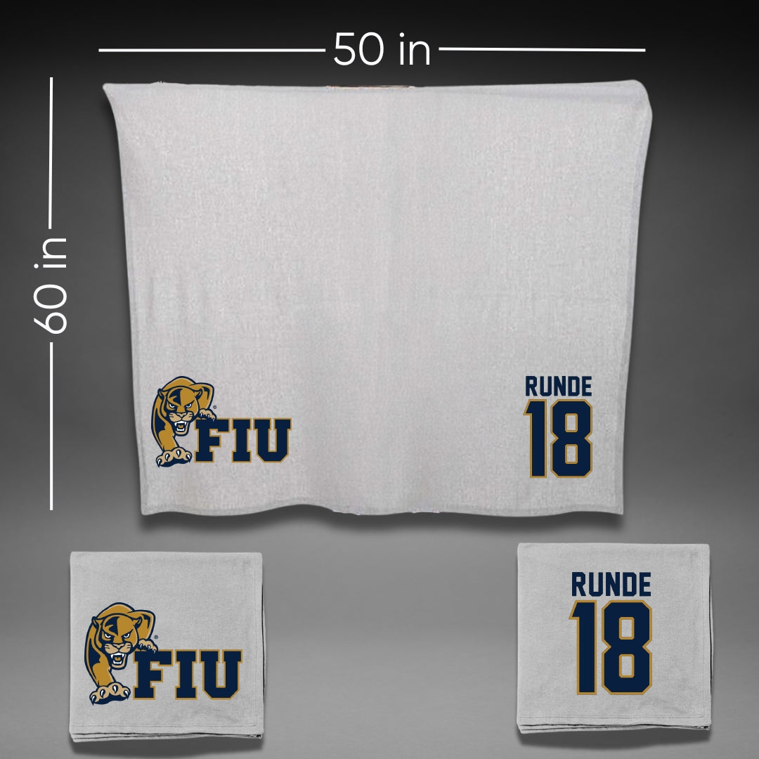 Florida International University Baseball Gray Blanket - #18 Logan Runde