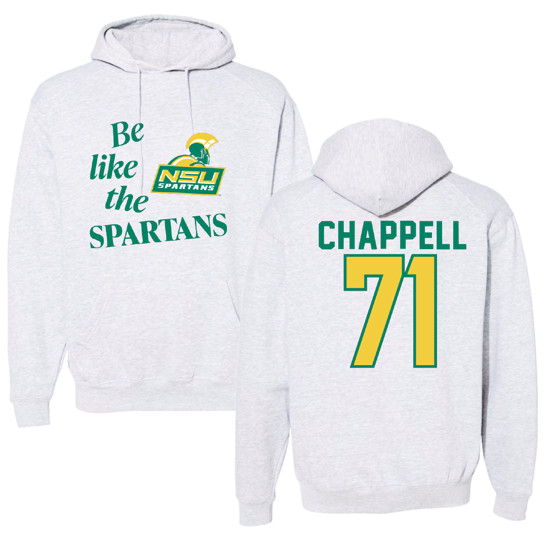 Norfolk State University Football Light Gray Be Like Us Hoodie - #71 Jayden Chappell