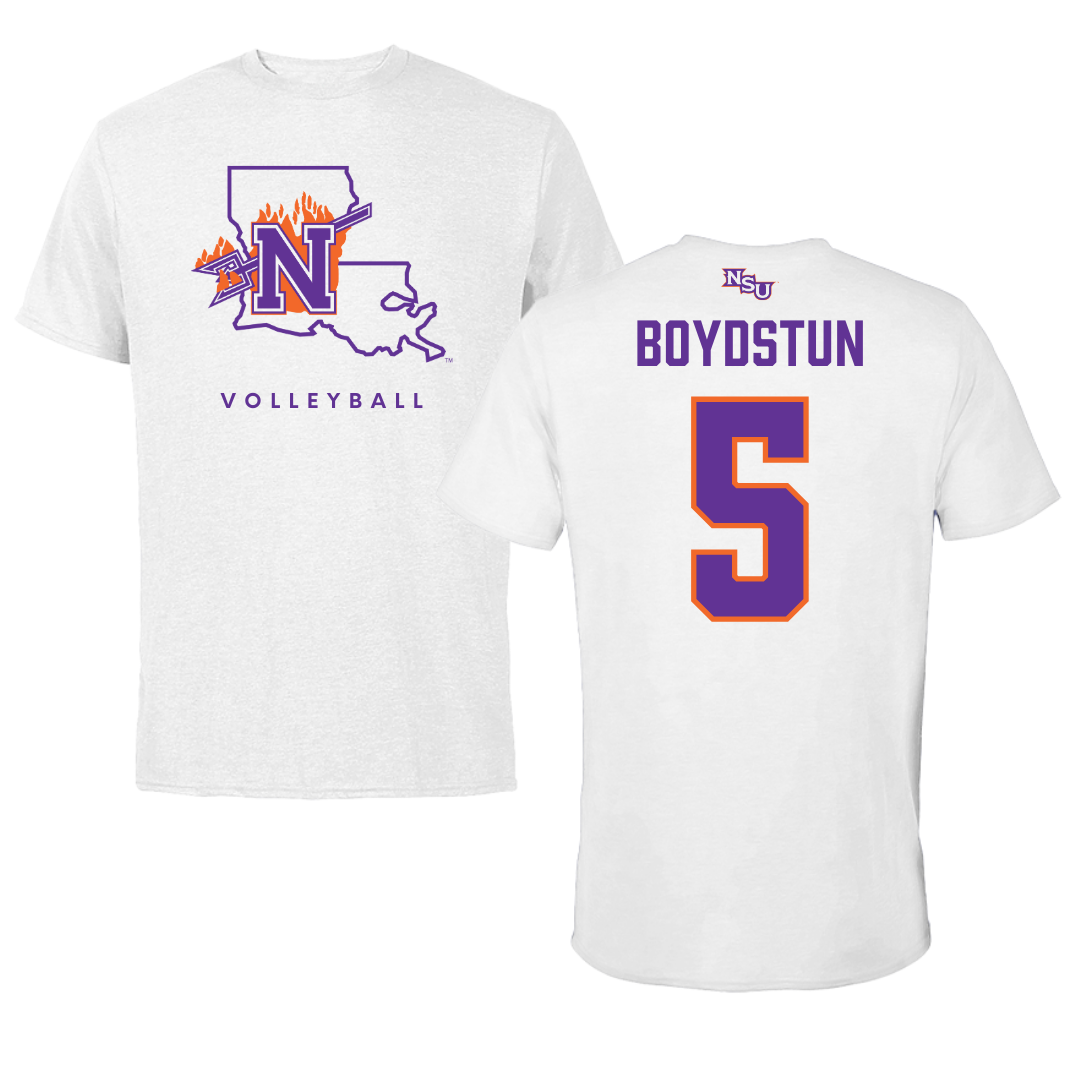 Northwestern State University Volleyball White Performance Tee - #5 Piper Boydstun