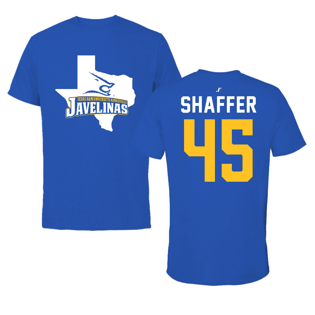 Texas A&M University-Kingsville Football Blue State Performance Tee - #45 Luke Shaffer