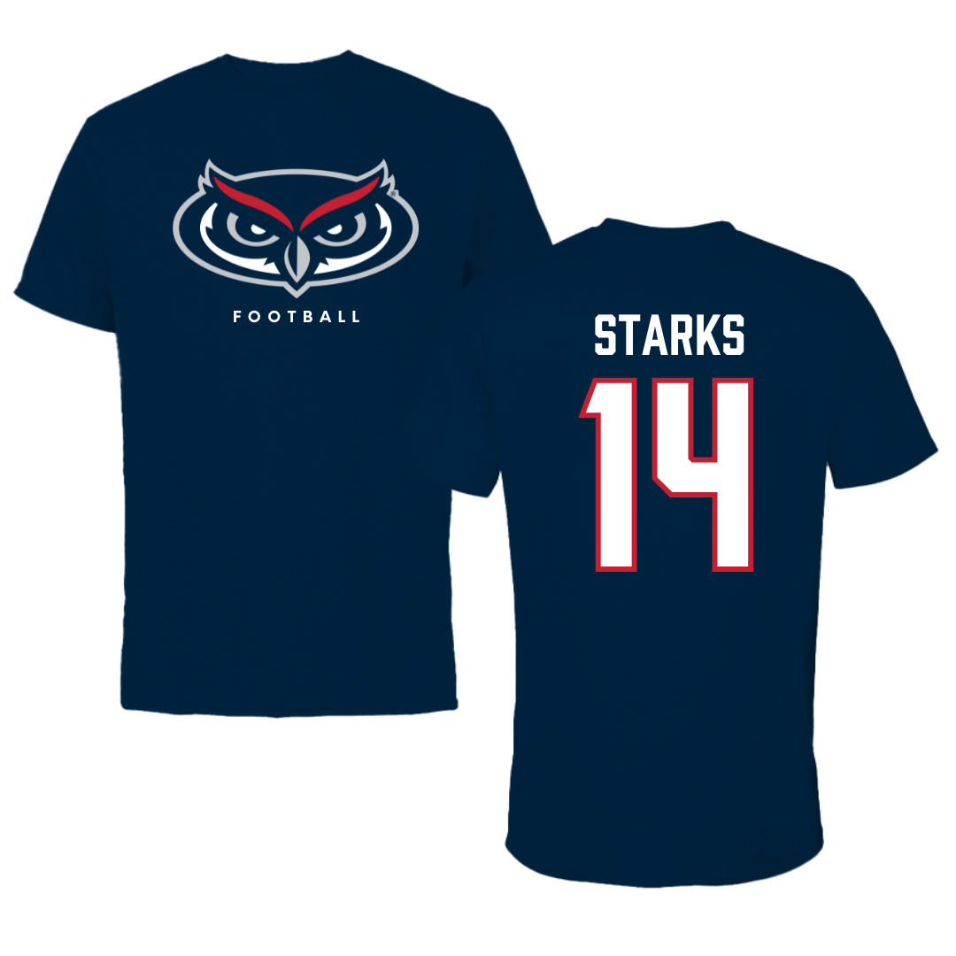 Florida Atlantic University Football Navy Mascot Tee - #14 Tyriq Starks