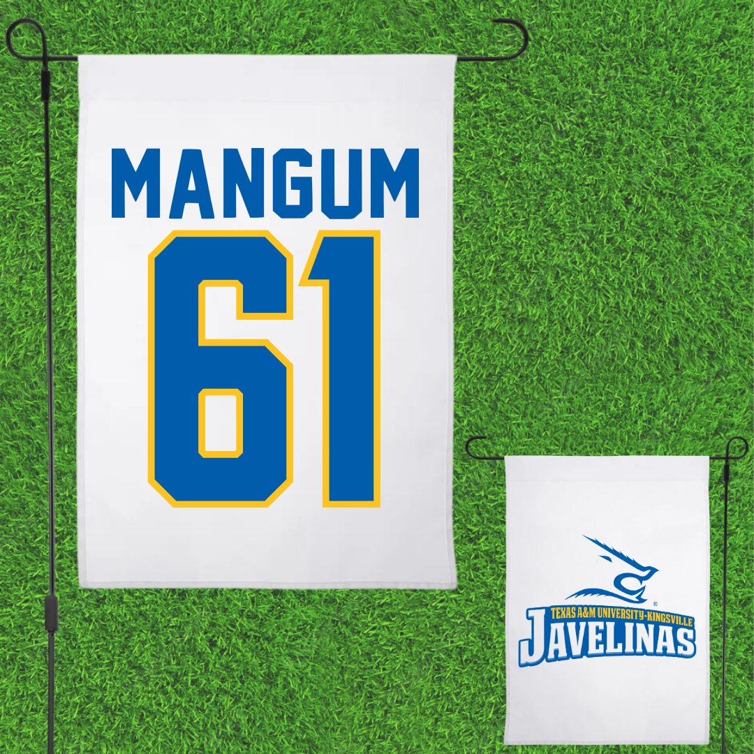 Texas A&M University-Kingsville Football White Garden Flag - #61 Hunter Mangum