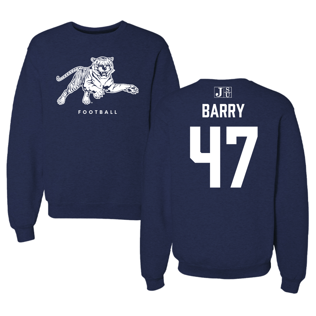 Jackson State University Football Navy Crewneck - #47 Jackson Barry