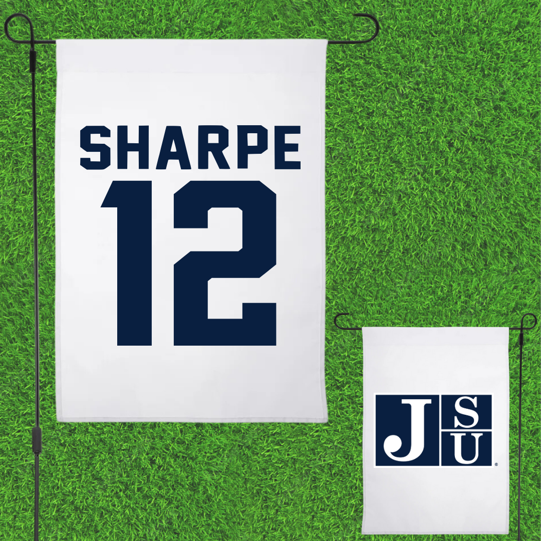 Jackson State University Football White Garden Flag - #12 Nireek Sharpe