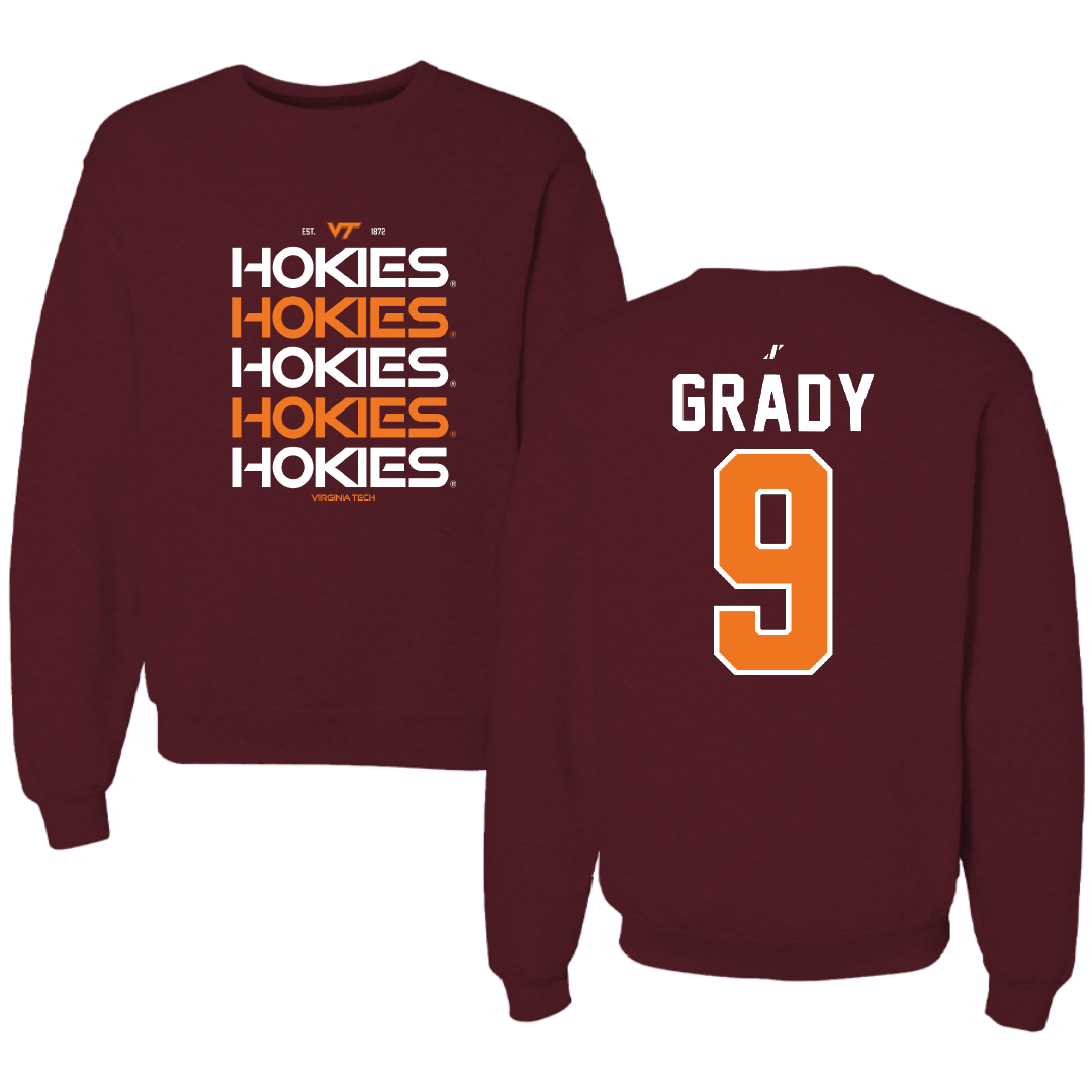 Virginia Tech Baseball Maroon General Crewneck - #9 Clay Grady