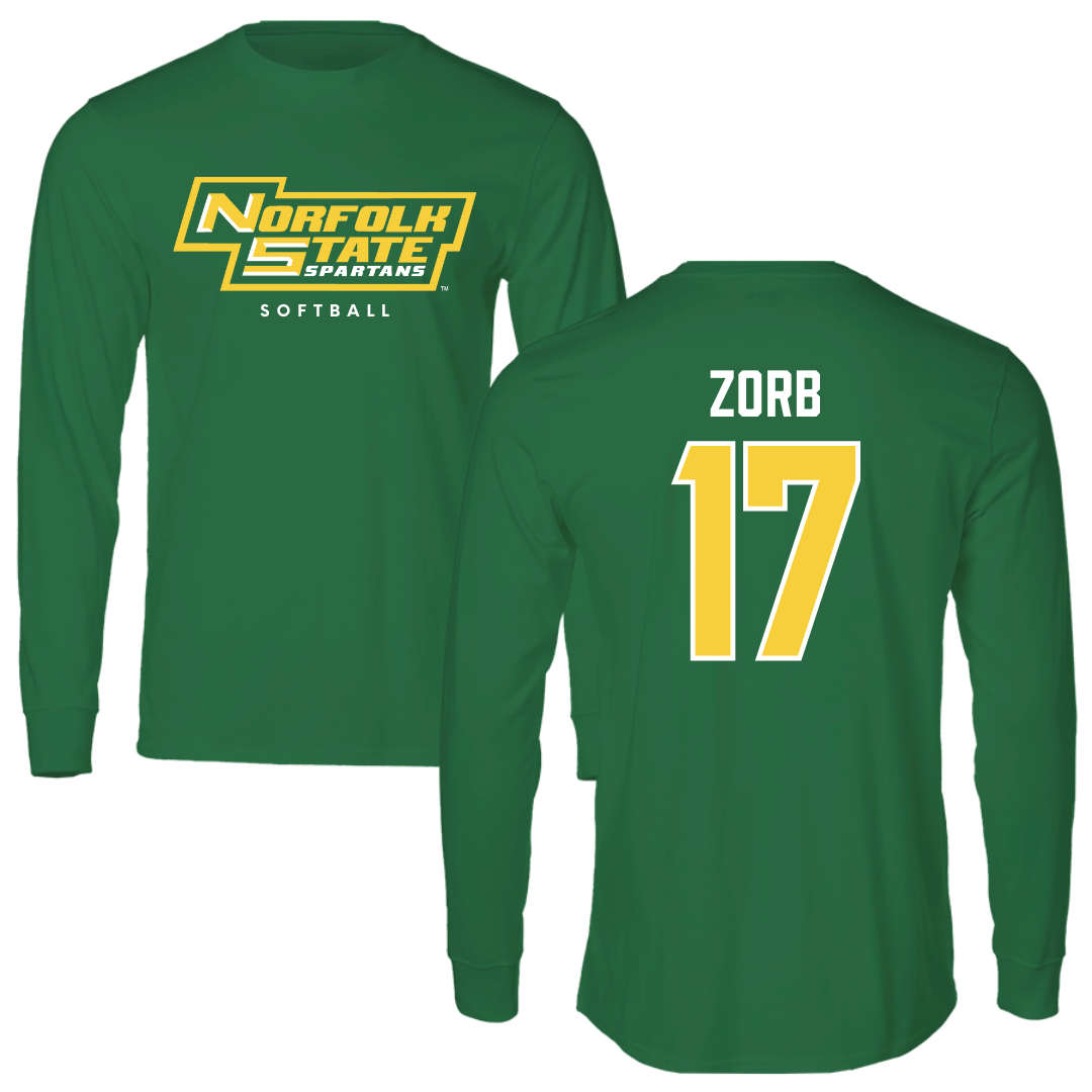 Norfolk State University Softball Kelly Green Long Sleeve - #17 Lisa Zorb