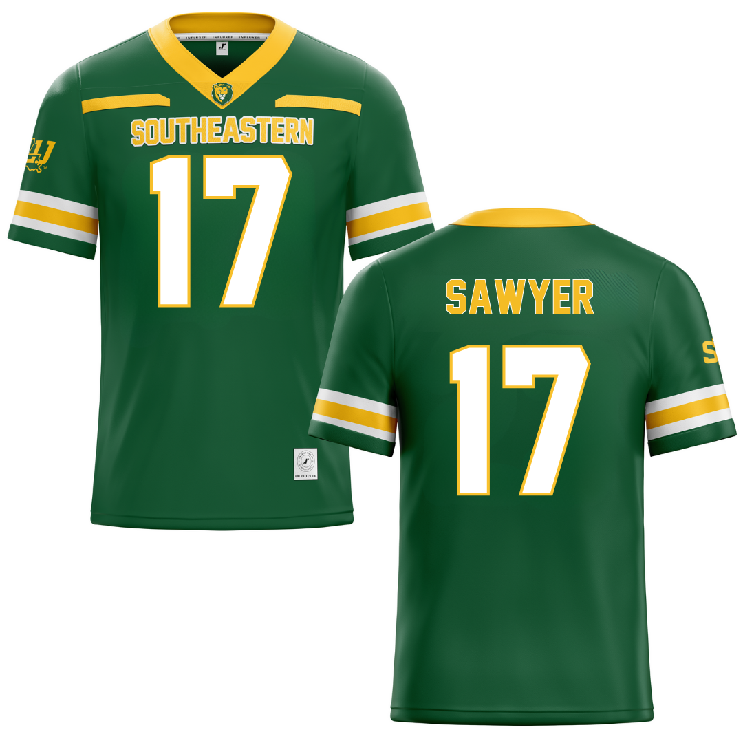 Southeastern Louisiana University Green Football Jersey - #17 Eli Sawyer