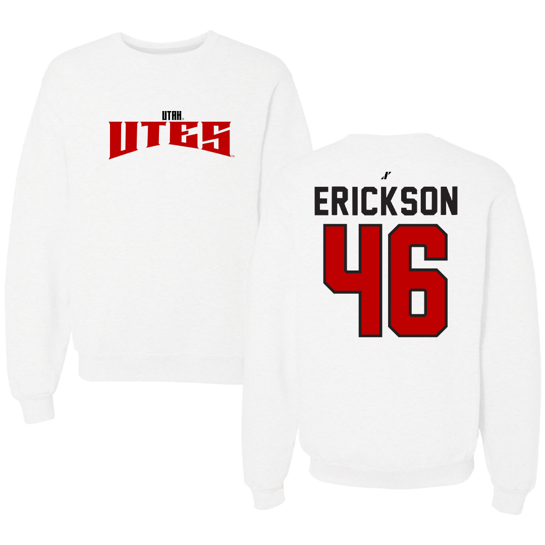 University of Utah Football White Classic Crewneck - #46 Hayden Erickson