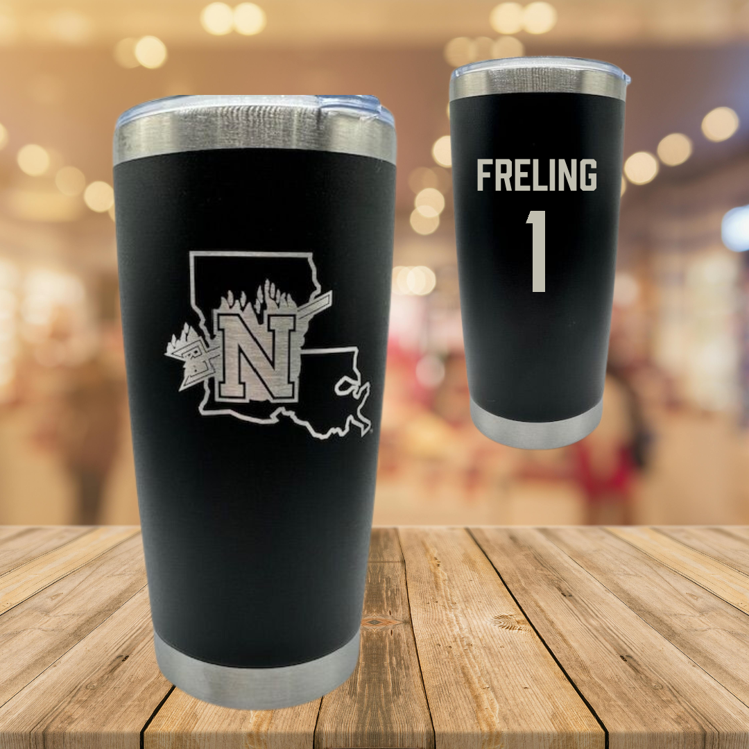 Northwestern State University Volleyball Black Stainless Steel Tumbler - #1 Lorelei Freling