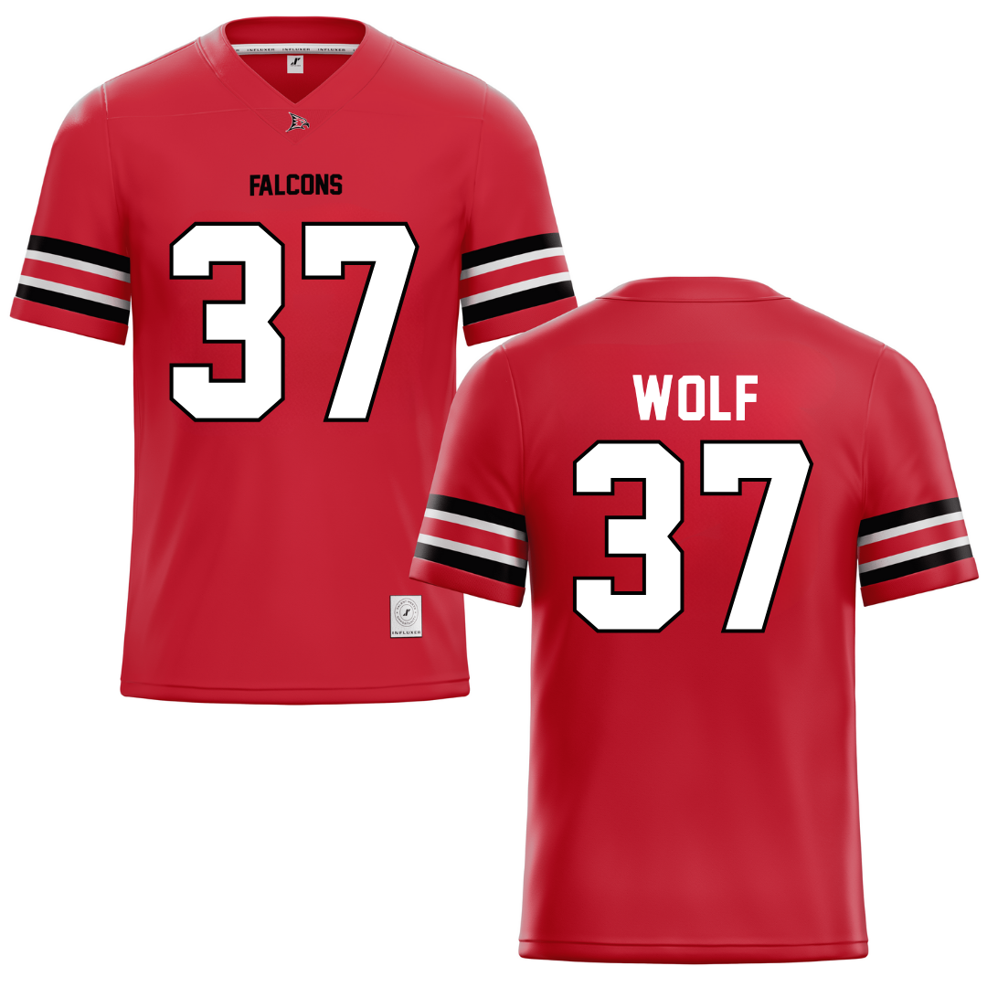 University of Wisconsin-River Falls Red Football Jersey - #37 Brayden Wolf