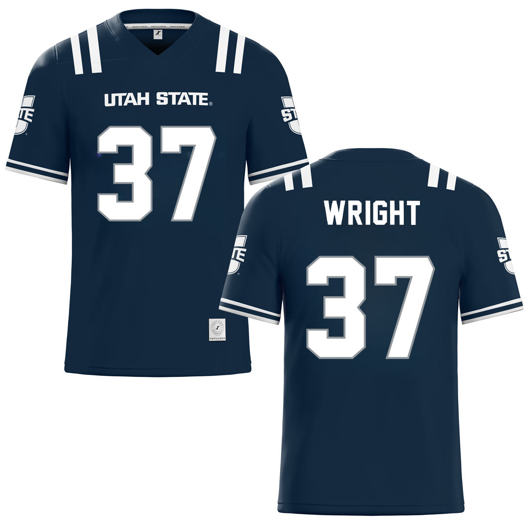Utah State University Blue Football Jersey - #37 Jaeden Wright