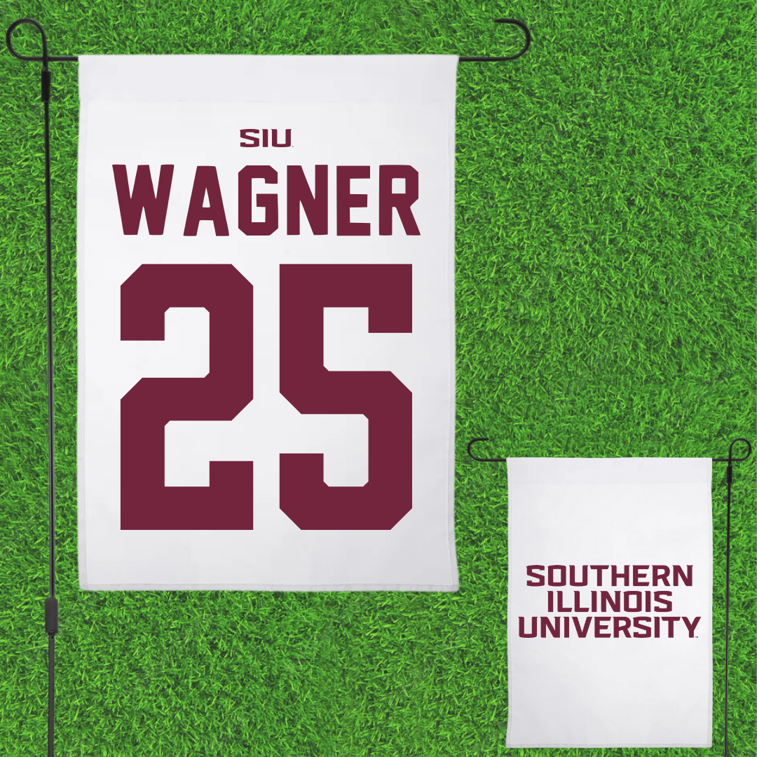 Southern Illinois University at Carbondale Football White Garden Flag - #25 Kayleb Wagner