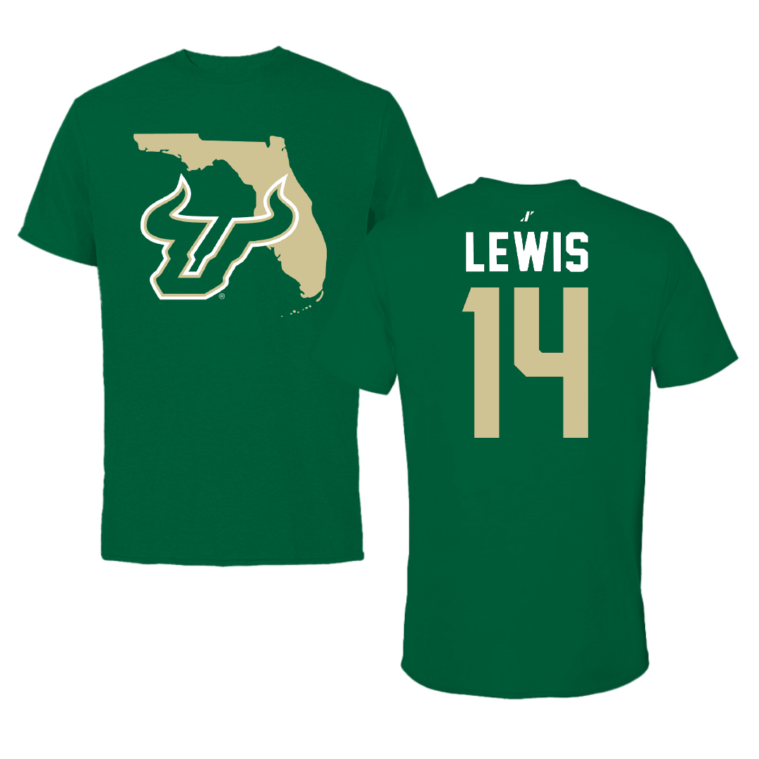 University of South Florida Volleyball Green State Tee - #14 Lauren Lewis