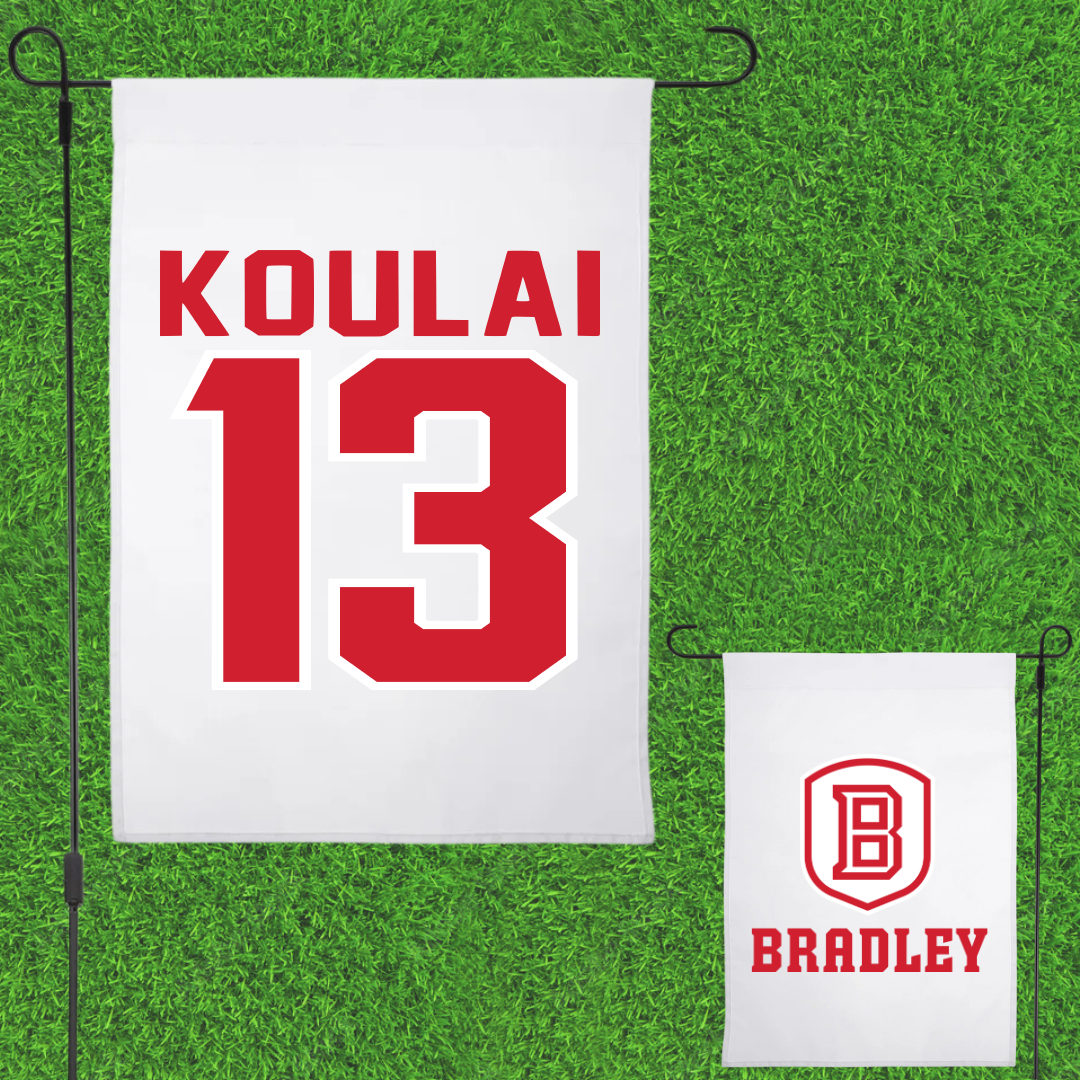 Bradley University Soccer White Garden Flag - #13 Dj Koulai
