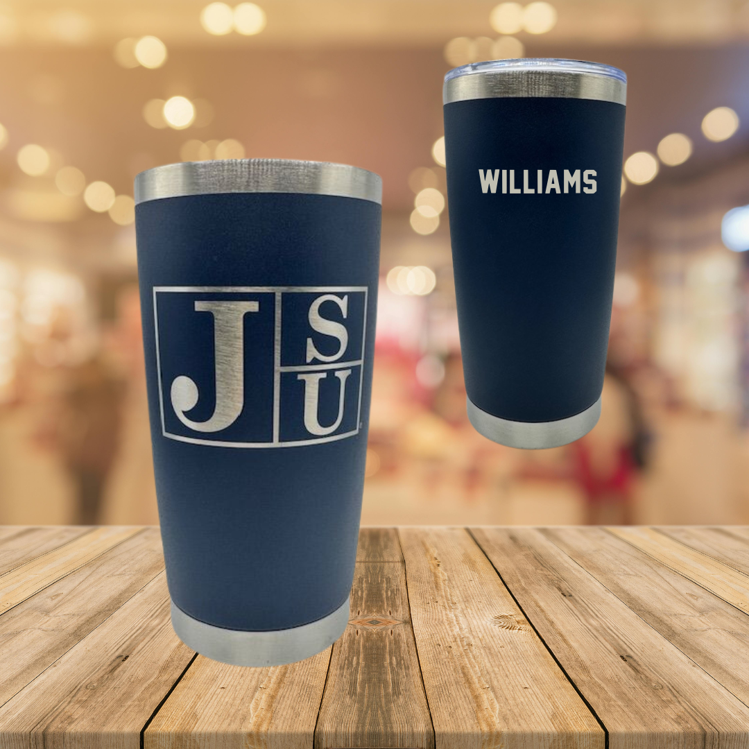 Jackson State University TF and XC Navy Stainless Steel Tumbler - Elias Williams