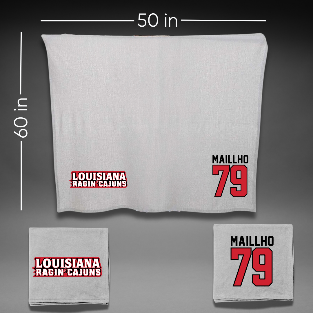 University of Louisiana at Lafayette Football Gray Blanket - #79 Andre Maillho