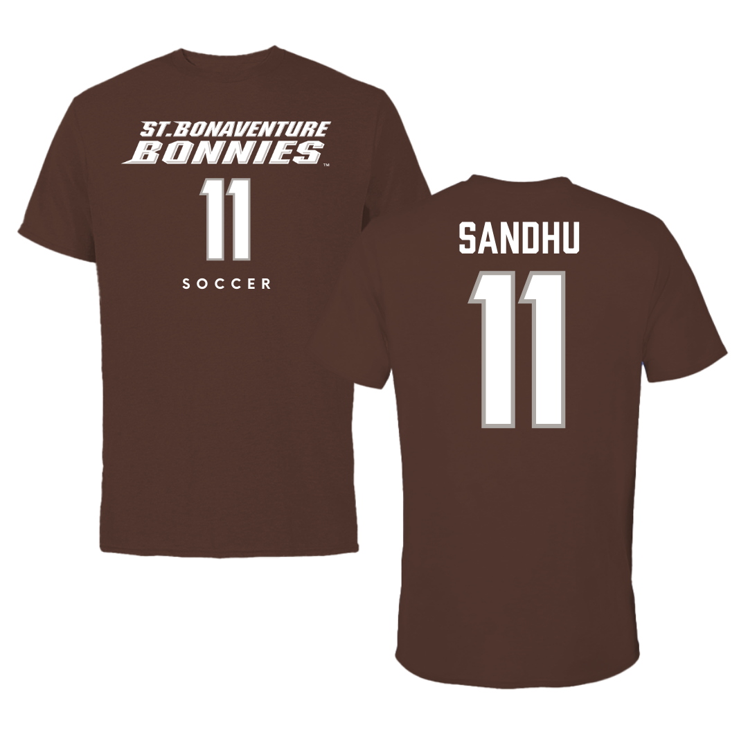 St. Bonaventure University Soccer Brown Tee - #11 Ishana Sandhu