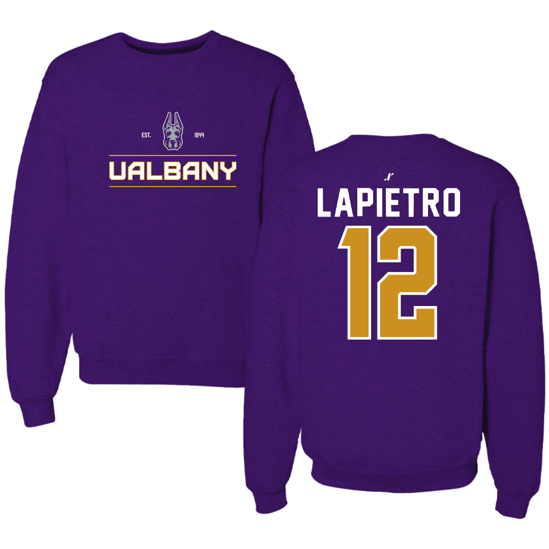 University at Albany Lacrosse Purple General Crewneck - #12 Darien LaPietro