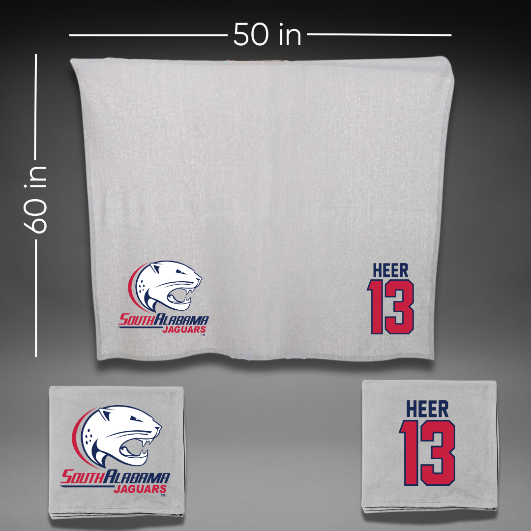 University of South Alabama Baseball Gray Blanket - #13 Mitchell Heer