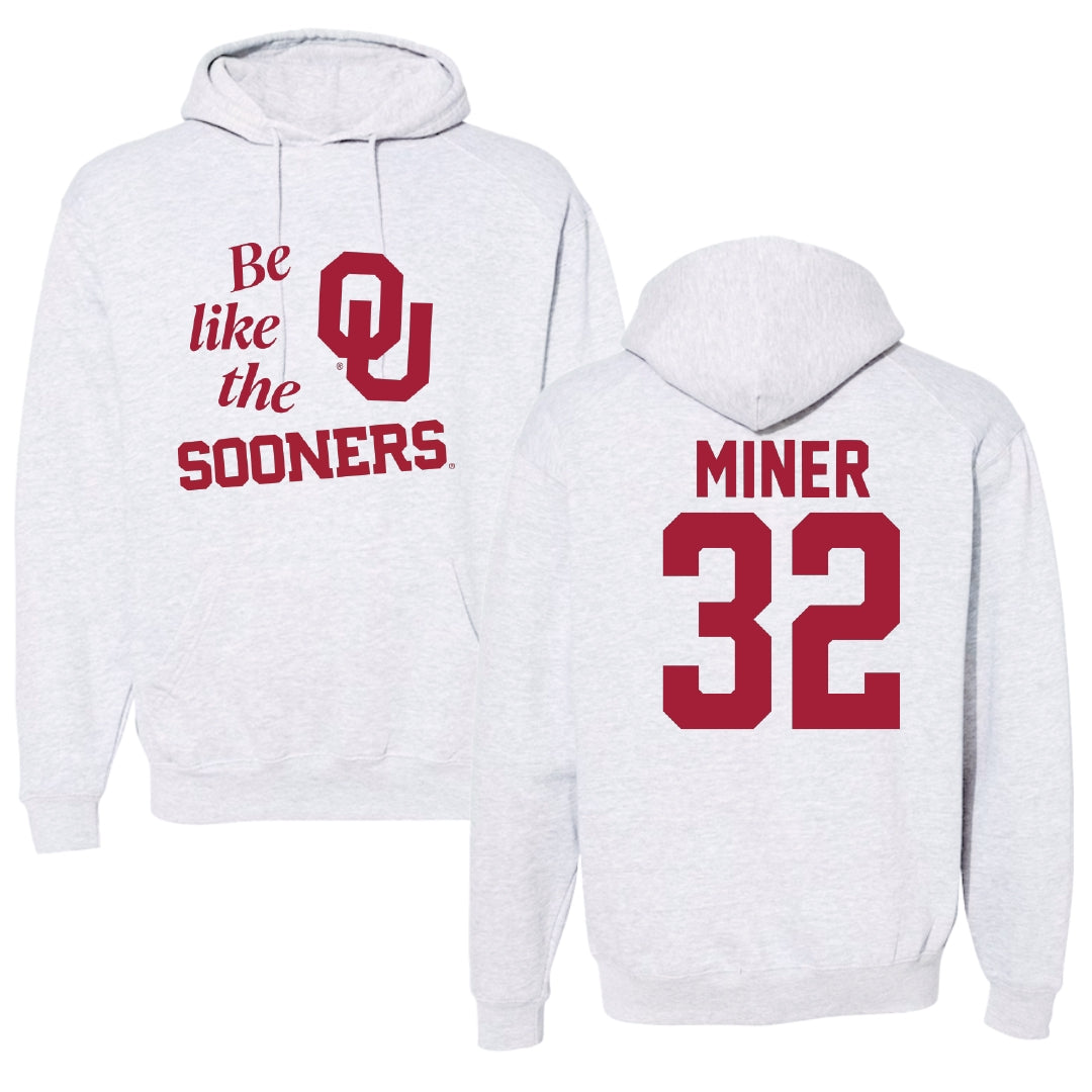 University of Oklahoma Baseball Light Gray Be Like Us Hoodie - #32 Jace Miner