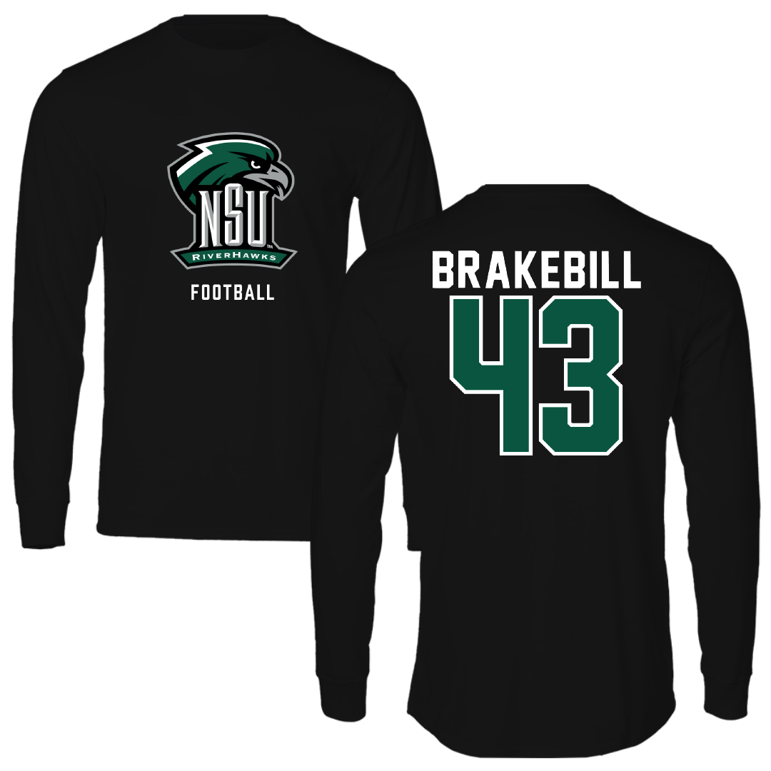 Northeastern State University Football Black Long Sleeve - #43 Kale Brakebill