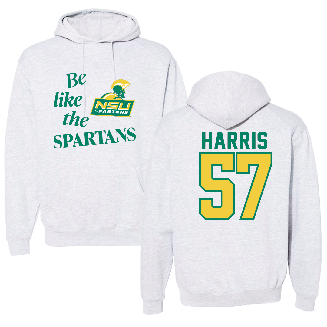 Norfolk State University Football Light Gray Be Like Us Hoodie - #57 Stewart Harris
